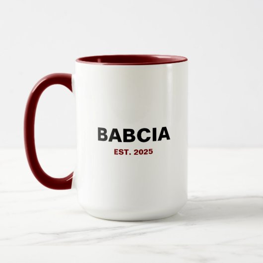 "Babcia Est. Jahr" - Das perfekte Oma-Geschenk Tasse (Links)