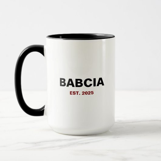 "Babcia Est. Jahr" - Das perfekte Oma-Geschenk Tasse (Links)