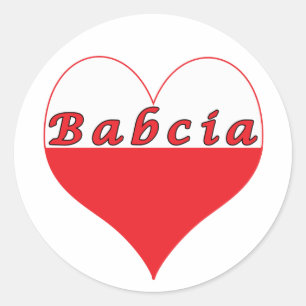 Babcia Polnisches Herz Runder Aufkleber