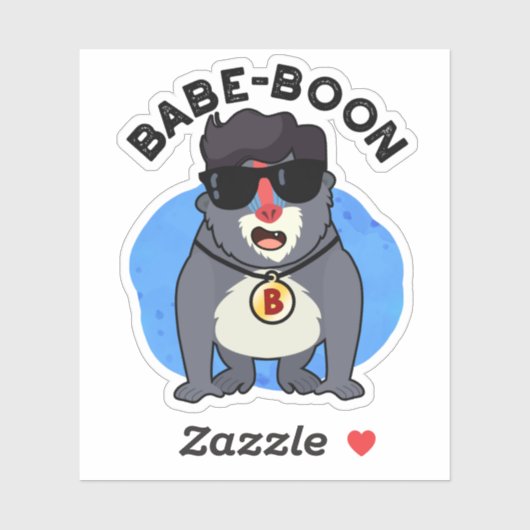 Babe-boon Funny Animal Monkey Baboon Pun Aufkleber (Blatt)