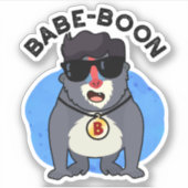 Babe-boon Funny Animal Monkey Baboon Pun Aufkleber (Vorderseite)