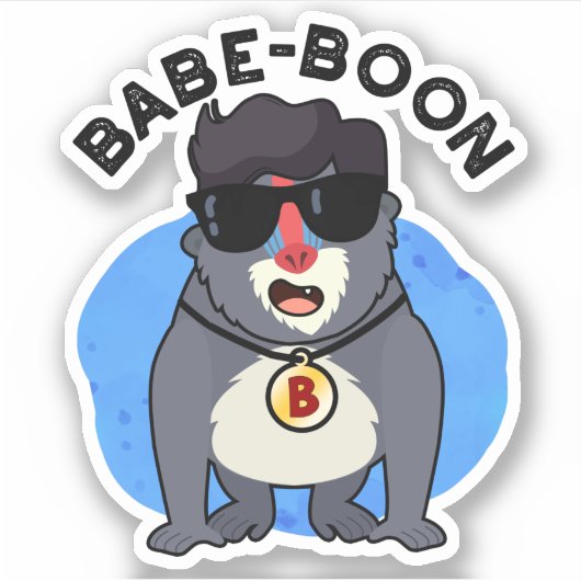 Babe-boon Funny Animal Monkey Baboon Pun Aufkleber (Vorderseite)