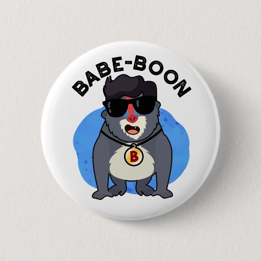 Babe-boon Funny Animal Monkey Baboon Pun Button (Vorderseite)