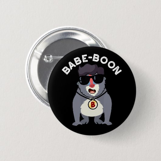Babe-boon Funny Animal Monkey Baboon Pun Dark BG Button (Vorne & Hinten)