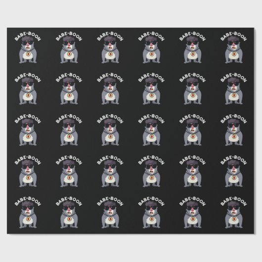 Babe-boon Funny Animal Monkey Baboon Pun Dark BG Geschenkpapier (Flach)