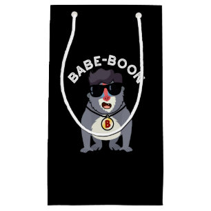Babe-boon Funny Animal Monkey Baboon Pun Dark BG Kleine Geschenktüte