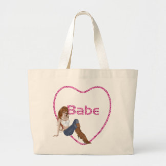 Babe Glitzer Heart Candy Redhead Girl Design Jumbo Stoffbeutel