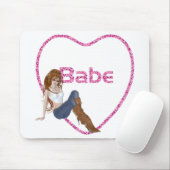 Babe Glitzer Heart Candy Redhead Girl Design Mousepad (Mit Mouse)