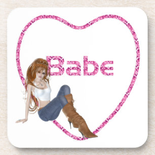 Babe Glitzer Heart Candy Redhead Girl Design Untersetzer