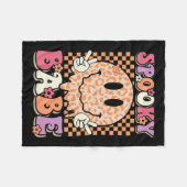 Babe Groovy Halloween Leopard Smile Face Checkered Fleecedecke (Vorderseite (Horizontal))