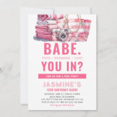 BABE Pink Pool Party Girl Geburtstag Einladung (Vorderseite)