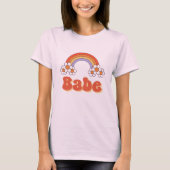 Babe Retro Daisy Rainbow Groovy 70er Bachelorette T-Shirt (Vorderseite)