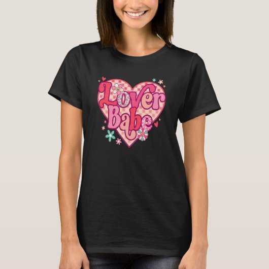 Babe Retro Happy Valentine's Day Groovy Heart T-Shirt (Vorderseite)