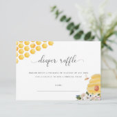 Babee Yellow Bee Floral Diaper Raffle Card Dankeskarte (Stehend Vorderseite)