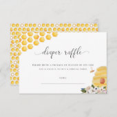 Babee Yellow Bee Floral Diaper Raffle Card Dankeskarte (Vorne/Hinten)