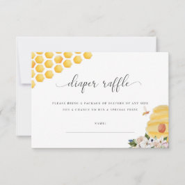 Babee Yellow Bee Floral Diaper Raffle Card Dankeskarte
