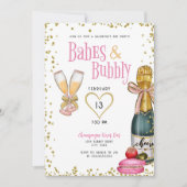 Babes und Bubbly Champagne Galentine's Day Party Einladung (Vorderseite)