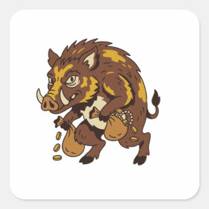 Babi Ngepet ist ein mythisches Wesen in Indonesien Quadratischer Aufkleber