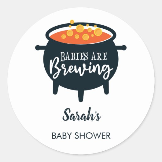 Babies are Brewing Halloween Baby Shower Runder Aufkleber (Vorderseite)