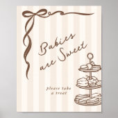 Babies are sweet Bebe Cafe Brown Bow Handdrawn Poster (Vorne)