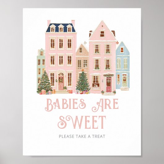Babies are sweet Christmas Village Baby Shower Poster (Vorne)