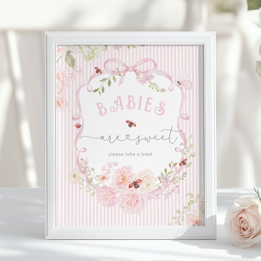 Babies are Sweet Love Bug Wildflower Baby Shower Poster