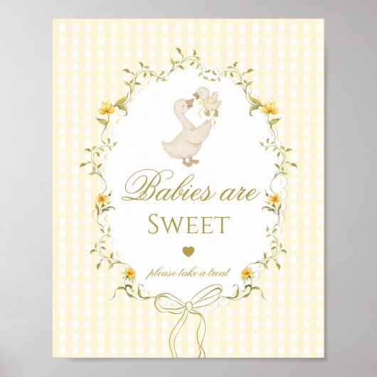Babies are sweet Silly Goose yellow gingham Poster (Vorne)