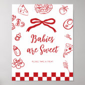Babies are sweet Whimsical Bow Pizza Baby Shower Poster (Vorne)