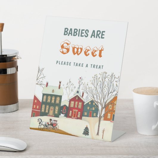 Babies Are Sweet Winter Village Candy Table Decor Sockelschild (In SItu)