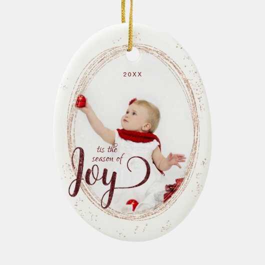 Babies Erste Weihnachtszeit Joy Custom Foto Keramik Ornament (Hinten)