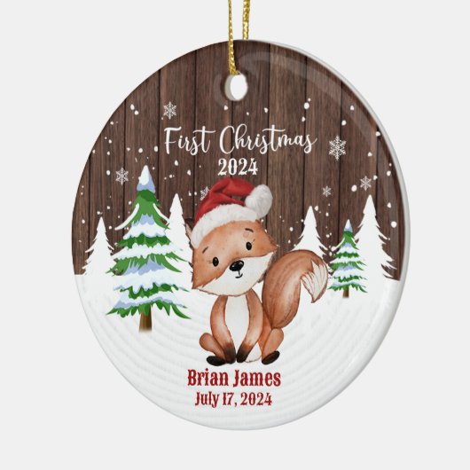 Babies First Christmas Fox Ornament (Links)