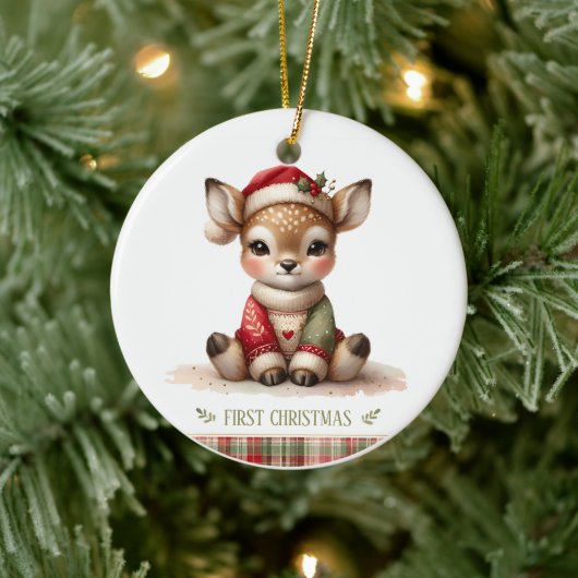 Babies First Christmas Keepsake Photo Keramik Ornament (Baum)