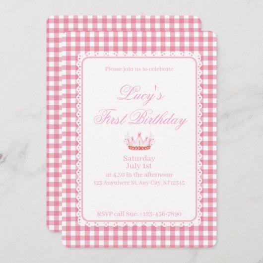 Babies First Coquette Geburtstag! Einladung (Vorne/Hinten)