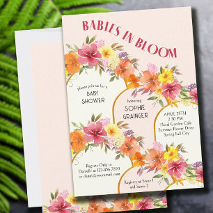 Babies in Bloom Florale Goldene Torbogen Zwillings Einladung