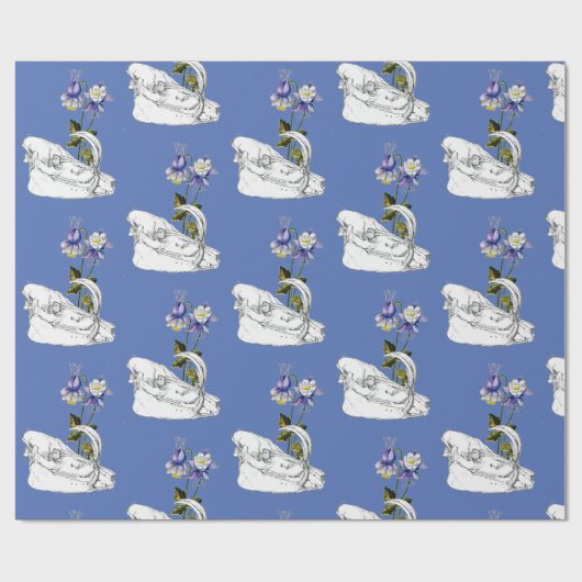 Babirusa Skull mit Columbine-Blume Geschenkpapier (Flach)