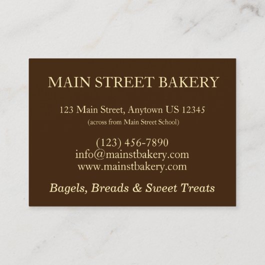 Babka Chocolate Brot Slice Loaf Jüdische Bäckerei Visitenkarte (Rückseite)