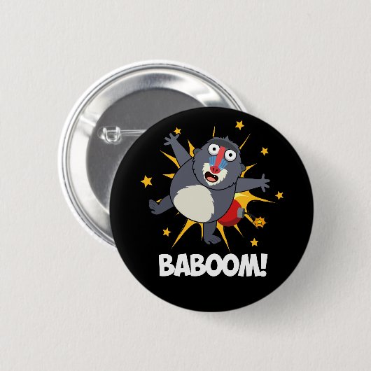 Baboom Funny explodieren Baboon Pun Dark BG Button (Vorne & Hinten)