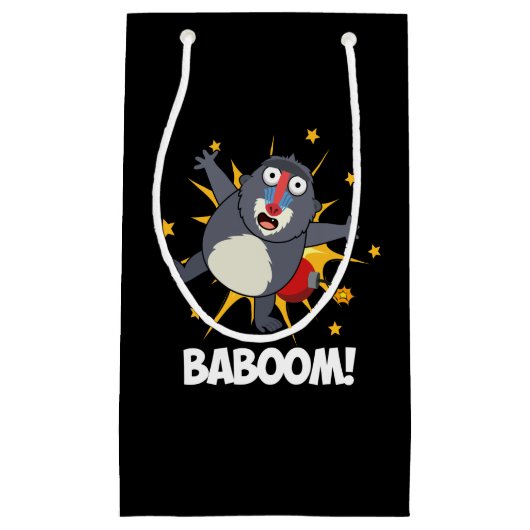Baboom Funny explodieren Baboon Pun Dark BG Kleine Geschenktüte (Vorderseite)