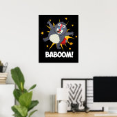 Baboom Funny explodieren Baboon Pun Dark BG Poster (Heimbüro)