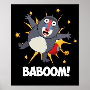 Baboom Funny explodieren Baboon Pun Dark BG Poster