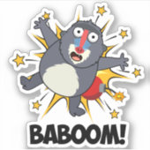 Baboom Funny Exploding Baboon Pun Aufkleber (Vorderseite)