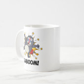 Baboom Funny Exploding Baboon Pun Kaffeetasse (Vorderseite Links)