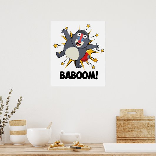 Baboom Funny Exploding Baboon Pun Poster (Küche)
