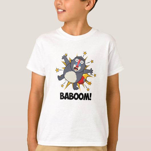 Baboom Funny Exploding Baboon Pun T-Shirt (Vorderseite)