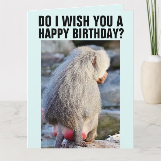 BABOON BUTT FUNNY MONKEY BIRTHDAY GREETING KARTE (Vorderseite)