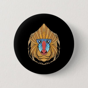 Baboon Face Halloween Beängstigender Baboon-Affe Button