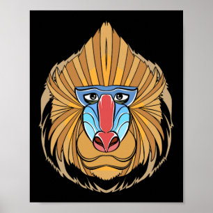 Baboon Face Halloween Beängstigender Baboon-Affe Poster