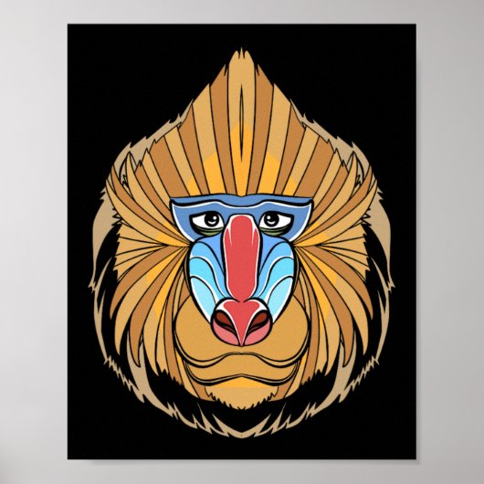 Baboon Face Halloween Beängstigender Baboon-Affe Poster (Vorne)