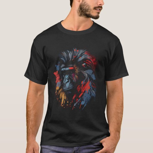 Baboon farbenfrohe Affe Lieblingstierklettern T-Shirt (Vorderseite)