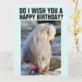 BABOON HINTERN FUNNY MONKEY HINTERN BIRTHDAY CARD KARTE (Gelbe Blume)